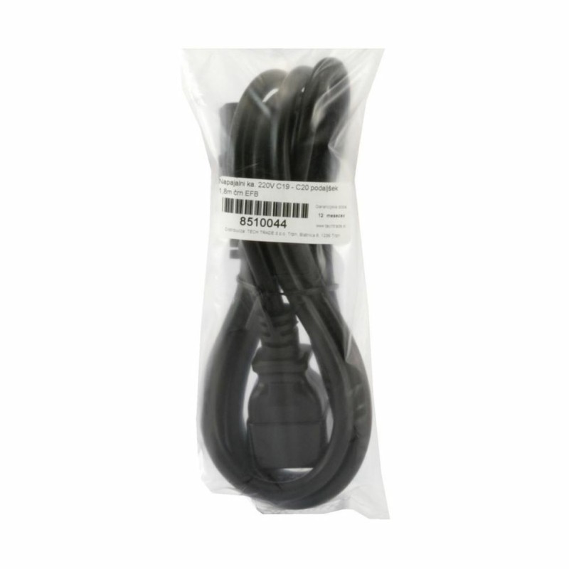 Napajalni kabel 220V podaljšek C19 - C20 1.8m črn EFB