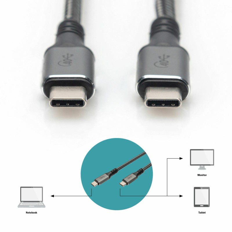 Kabel Digitus USB-C 4.0 v USB-C 8K 60Hz 100W, 1m črn, DB-300443-010-S