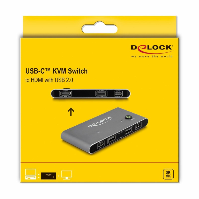 Delock KVM stikalo 2x1 USB TipC DP/HDMI