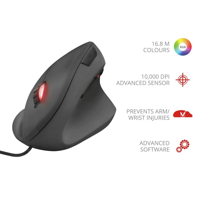 Miška Trust Gaming GXT 144 REXX ERGO, črna