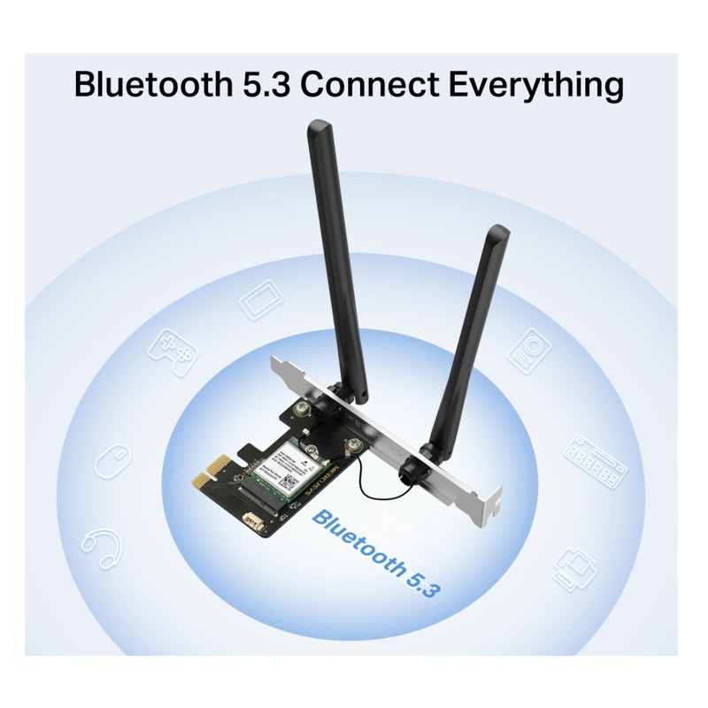 Brezžična mrežna kartica MERCUSYS MA80XE, WiFi 6, Bluetooth 5.3, PCIe
