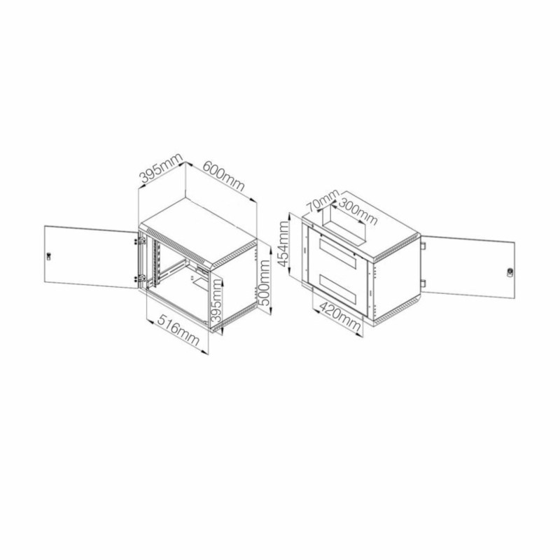 Zidni kabinet Triton 9U 500 600x400, črn, sestavljen
