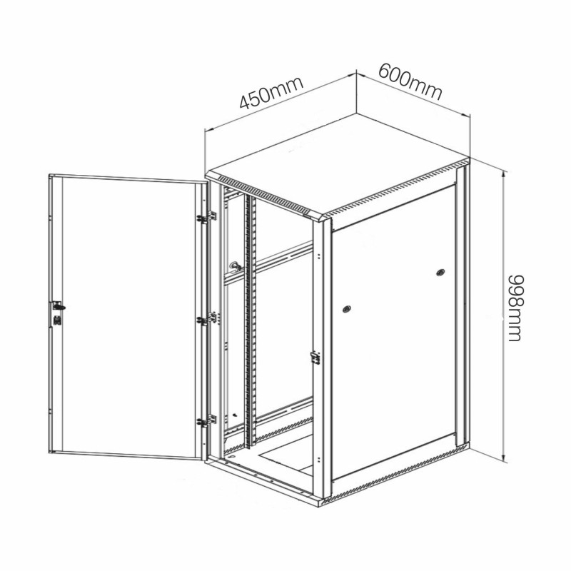 Zidni kabinet Digitus 20U 998 600x450, siv, sestavljen