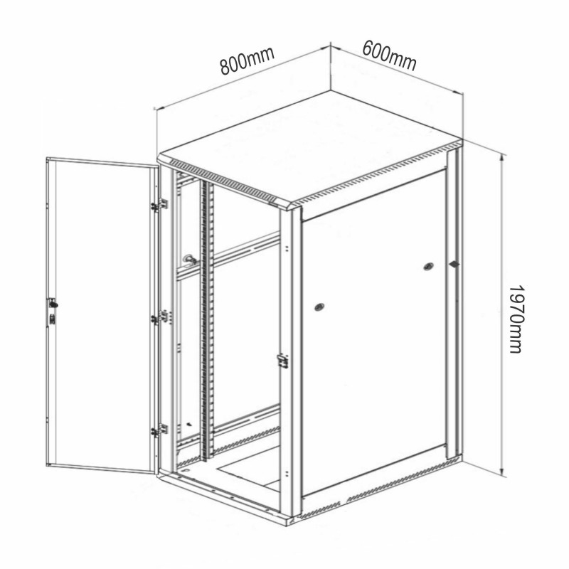 Samostoječi kabinet Triton 42U 1970 600x800, siv, sestavljen