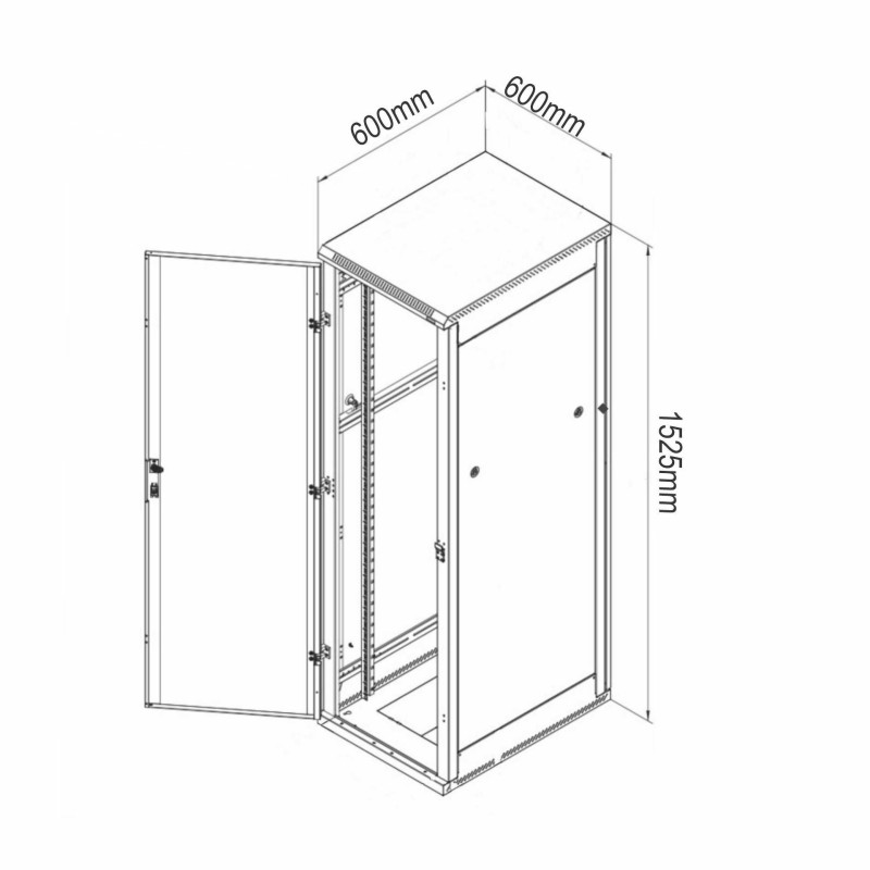 Samostoječi kabinet Triton 32U 1525 600x600, siv, sestavljen