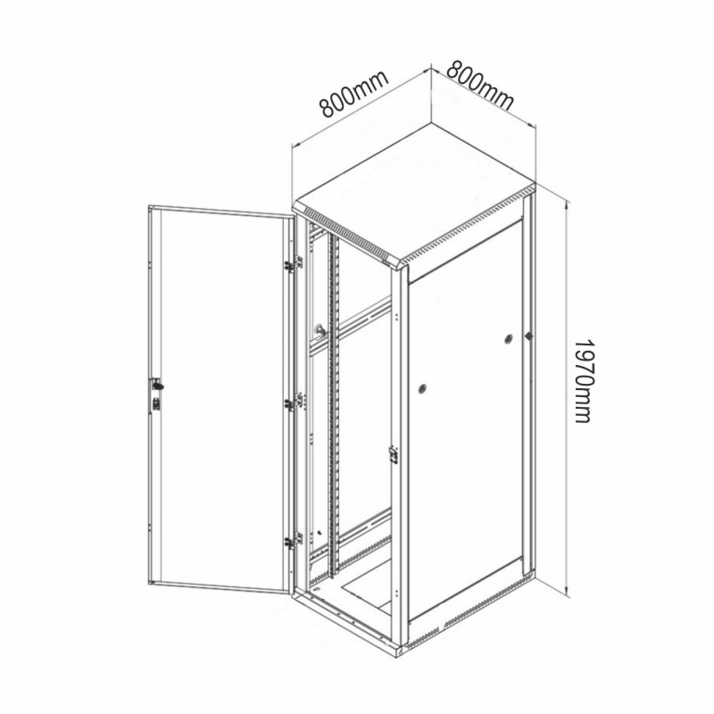 Samostoječi kabinet Triton 42U 1970 800x800, siv, sestavljen