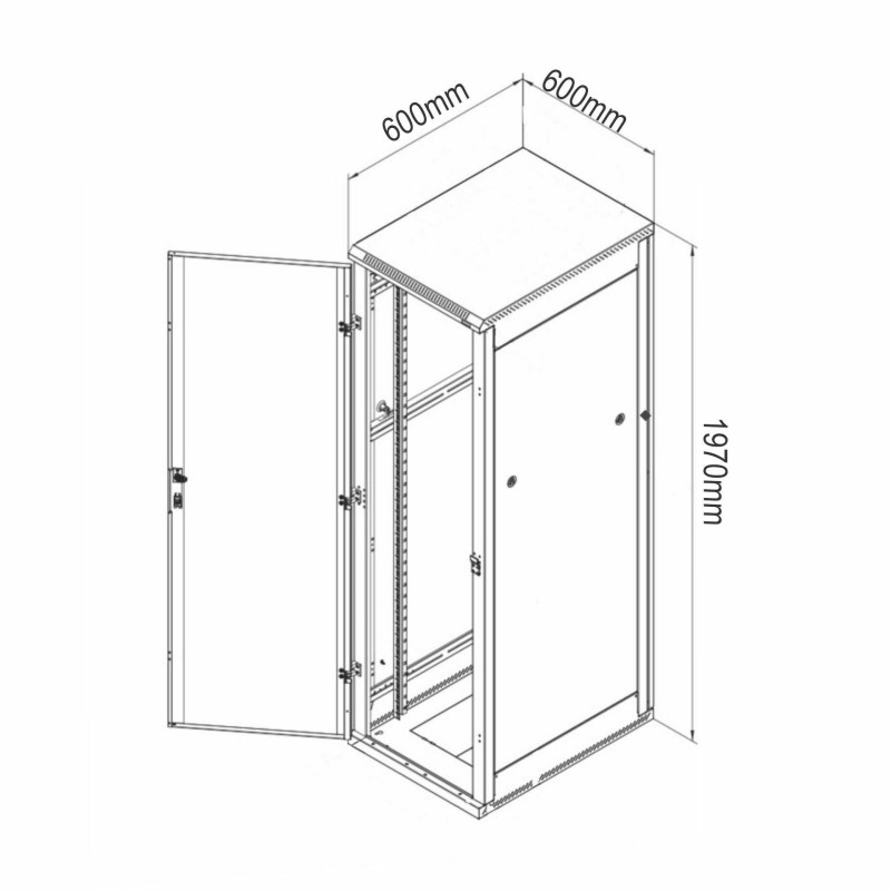 Samostoječi kabinet Triton 42U 1970 600x600, črn, sestavljen