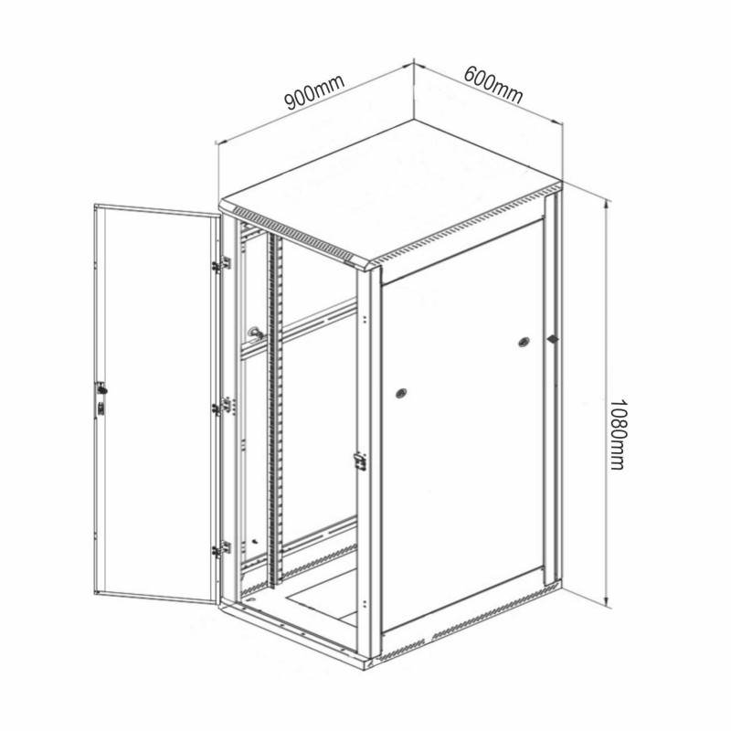 Samostoječi kabinet Triton 22U 1080 600x900, siv, sestavljen