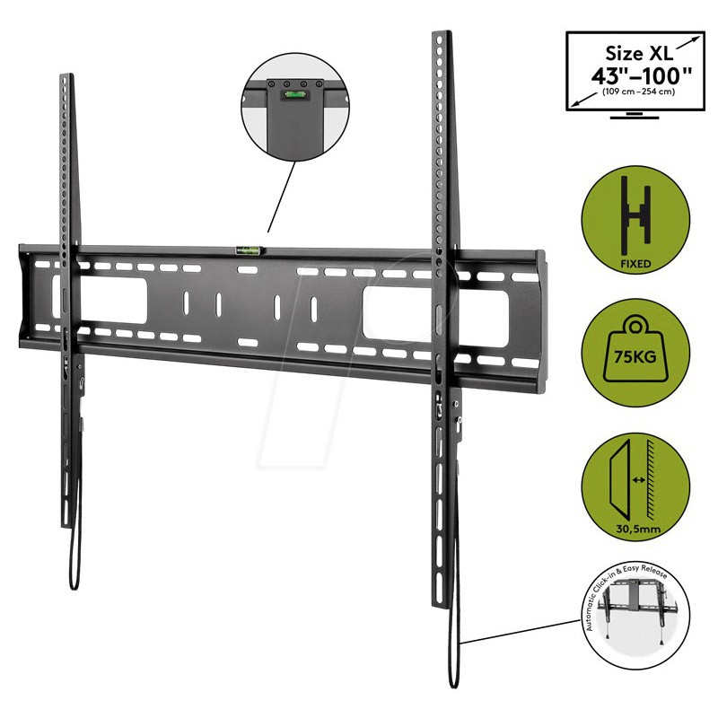 Stenski nosilec za TV GOOBAY Pro Fixed XL, 43"–100", do 75 kg