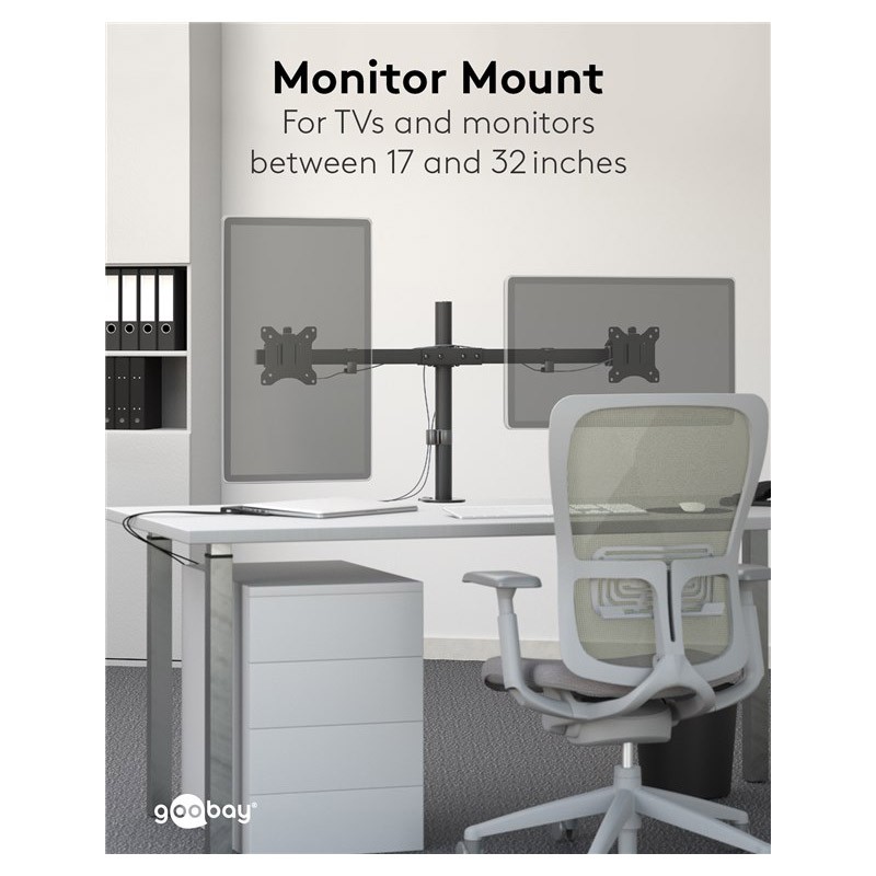 Namizni nosilec za 2 monitorja GOOBAY FIX, 17"–32", do 9 kg