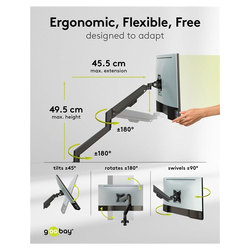 Namizni nosilec za 2 monitorja GOOBAY, 17"–32", do 9 kg
