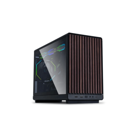 Računalniško ohišje Lian Li DAN Cases A3 Wood, kaljeno steklo, Micro-ATX, črno