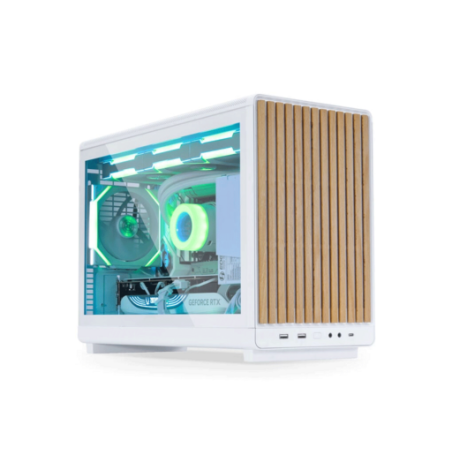 Računalniško ohišje Lian Li DAN Cases A3 Wood, kaljeno steklo, Micro-ATX, belo