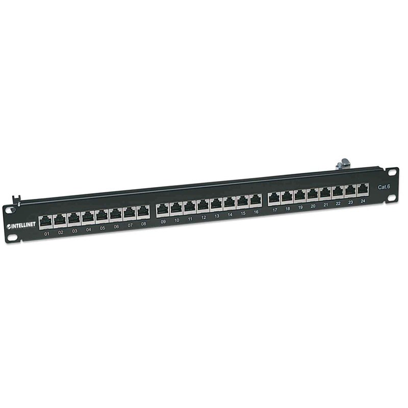 Patch panel INTELLINET 1U, 24-port, FTP Cat6, črn
