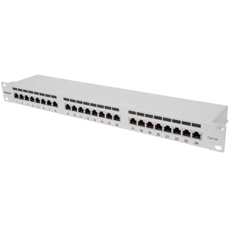 Patch panel INTELLINET 1U, 24-port, FTP Cat6a, siv