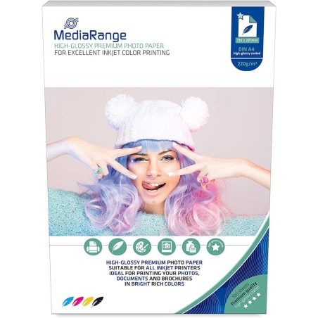 Papir foto glossy ink jet a4 mediarange 220g 1/100 mrink103