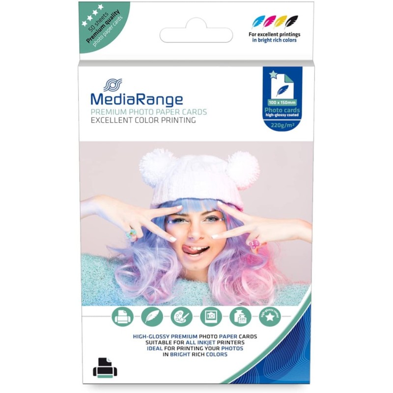 Papir foto glossy ink jet a6 mediarange 220g 1/50
