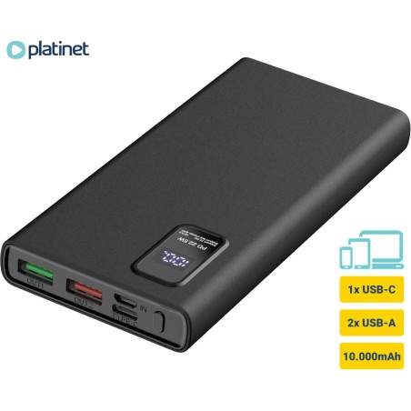 Prenosna baterija Powerbank Platinet PMPB10WQC726B, 10.000mAh