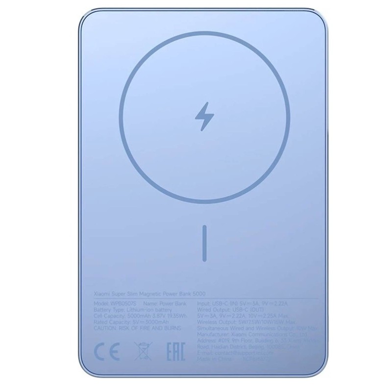 Prenosna baterija Powerbank Xiaomi Super Slim Magnetic, 5000 mAh, modra