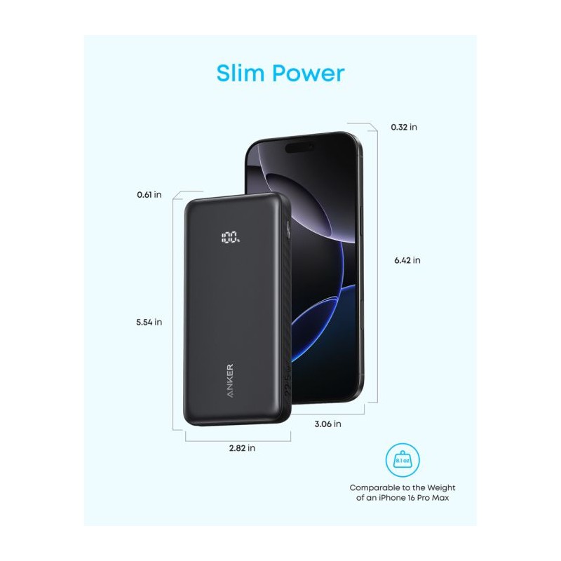 Prenosna baterija Powerbank Anker Zolo A110DH21, 10.000 mAh, 22,5W, bela