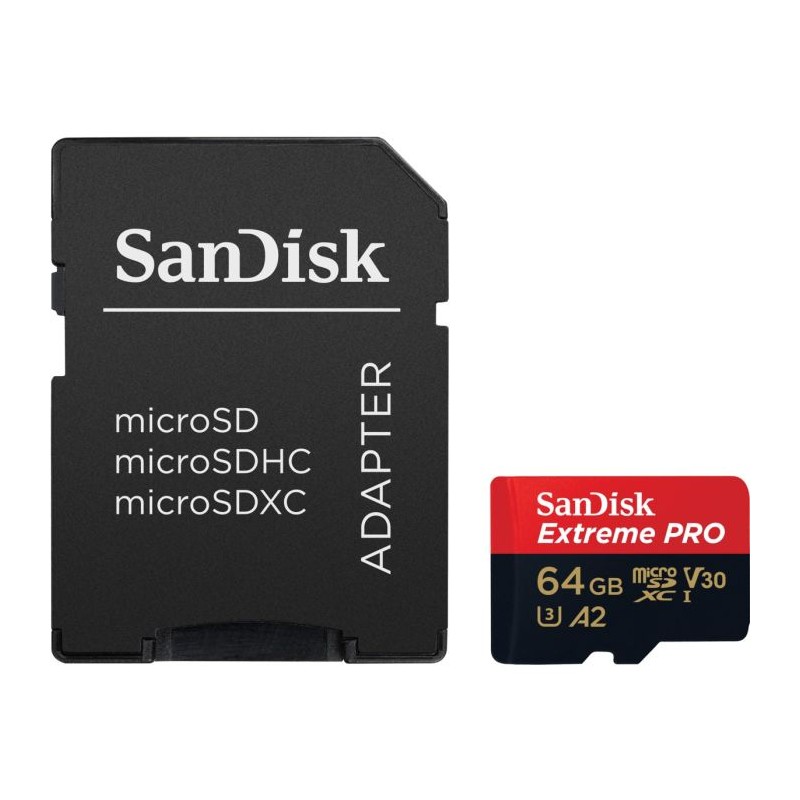 Pomnilniška kartica SDXC SANDISK MICRO 64GB EXTREME PRO, UHS-I, V30, adapter