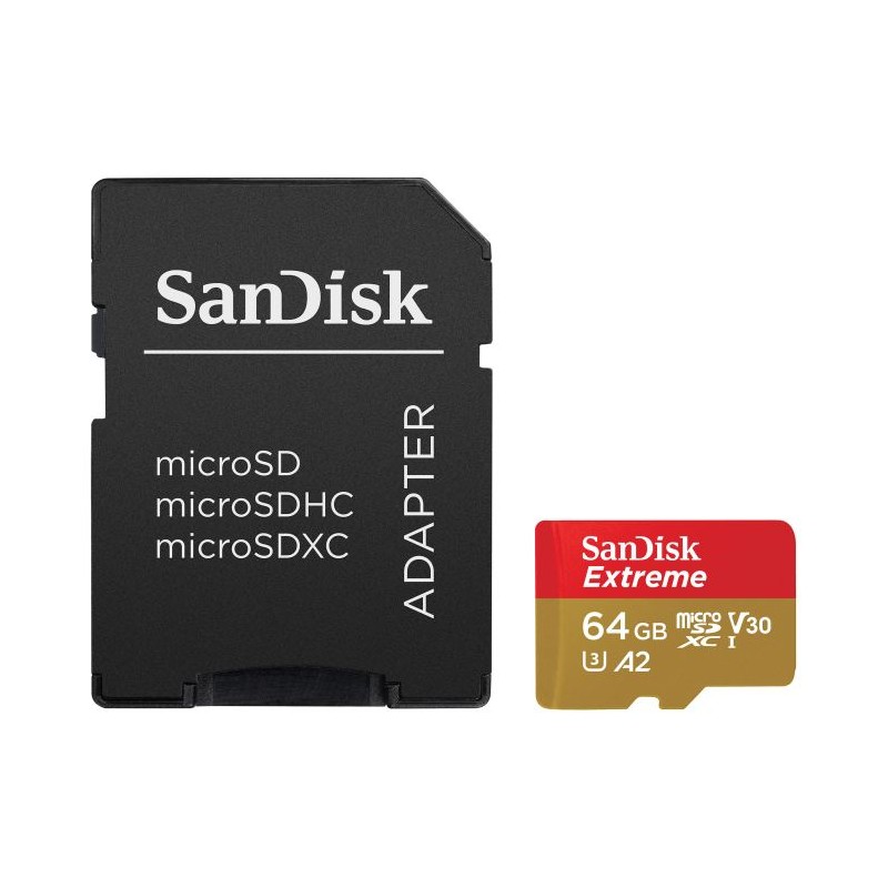 Pomnilniška kartica SDXC SANDISK MICRO 64GB EXTREME KAMERA/DRON, 170/80MB/s, A2,