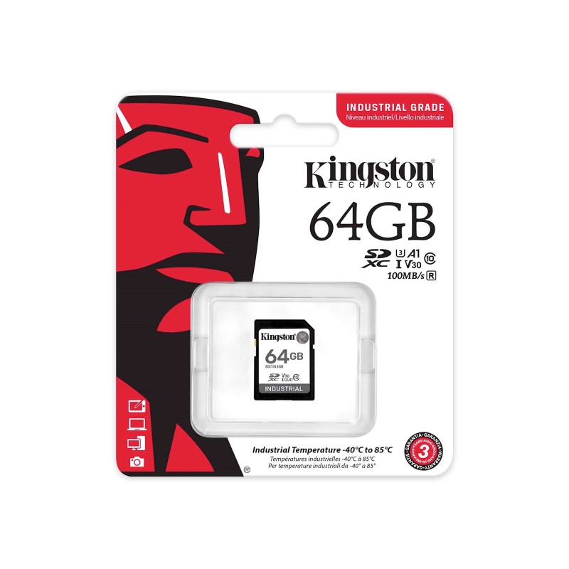 Pomnilniška kartica SDXC Kingston 64GB Industrial, C10, UHS-I, U3, V30, A1