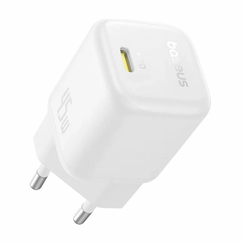 Polnilec Baseus PicoGo, 45W QC PD, USB-C, bel