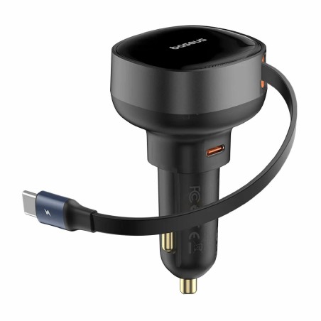Avtomobilski polnilec Baseus Enjoyment Pro, 60W PD QC, USB-C, črm