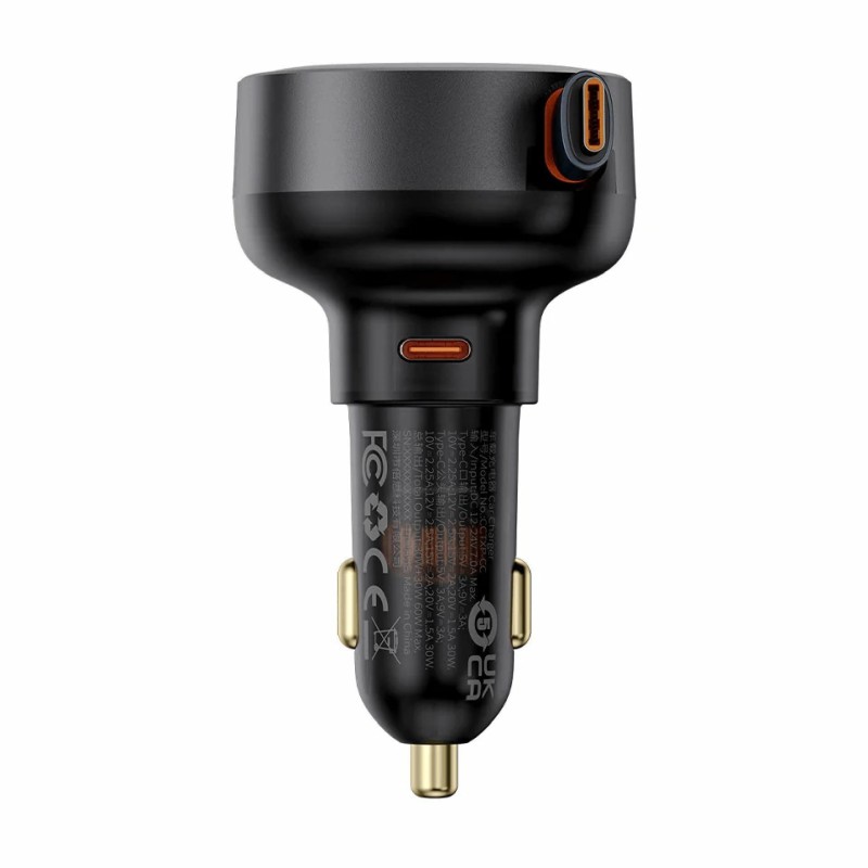 Avtomobilski polnilec Baseus Enjoyment Pro, 60W PD QC, USB-C, črm