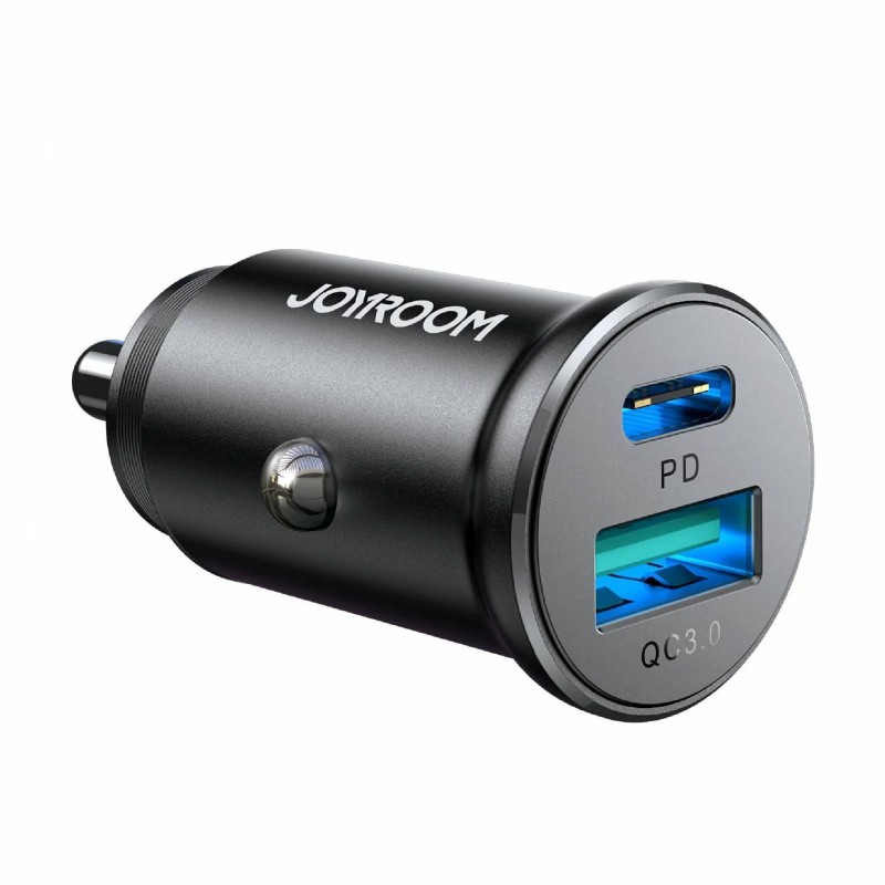 Avtomobilski polnilec Joyroom JR-CCN05, 30W PD QC, USB-A, USB-C, črn