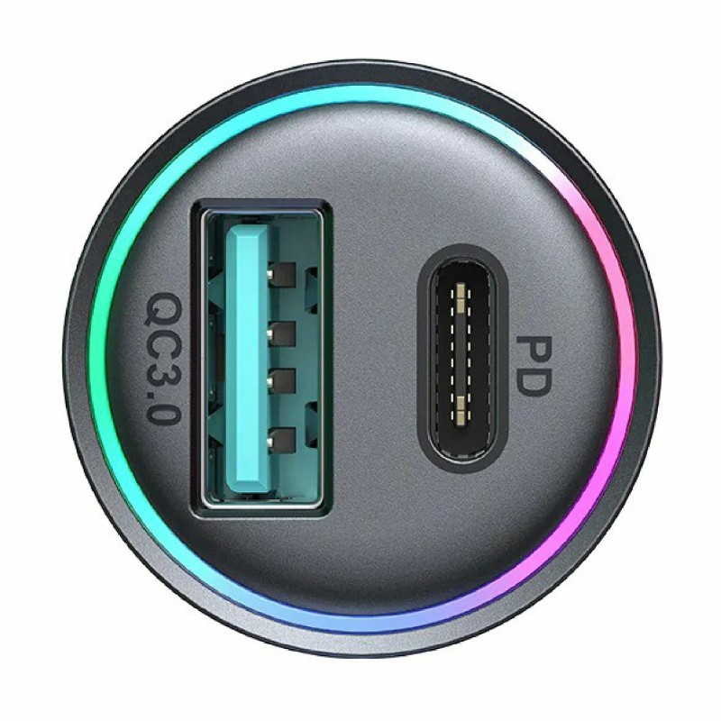 Avtomobilski polnilec Joyroom JR-CCN04, 60W PD QC, USB-A, USB-C, črn