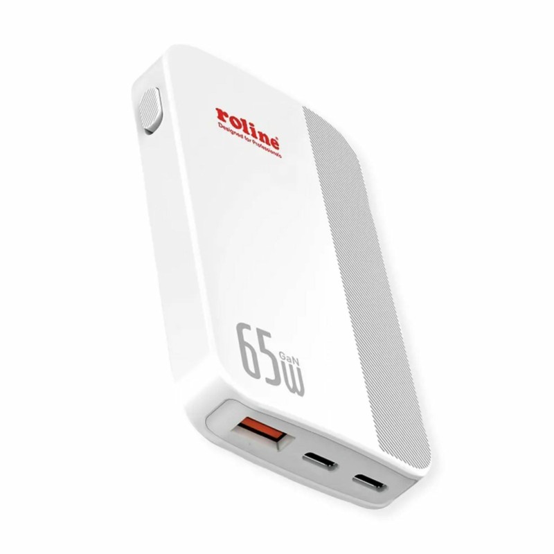 Polnilec kotni Roline 65W, 2x USB-C, USB-A, bel