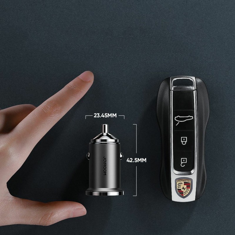 Avtomobilski polnilec Joyroom 45W PD QC, USB-A, USB-C, črn