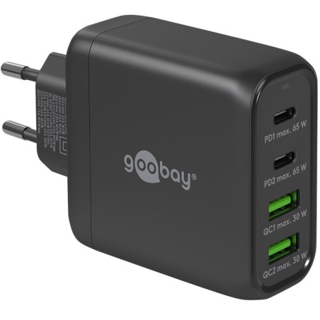 Polnilec GOOBAY 68W QC, 2x USB-C, 2x USB-A, črn