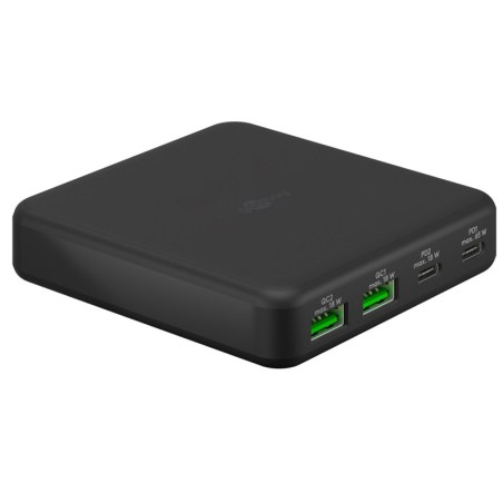 Polnilec GOOBAY 65W GaN, 2x USB-C, 2x USB-A, črn
