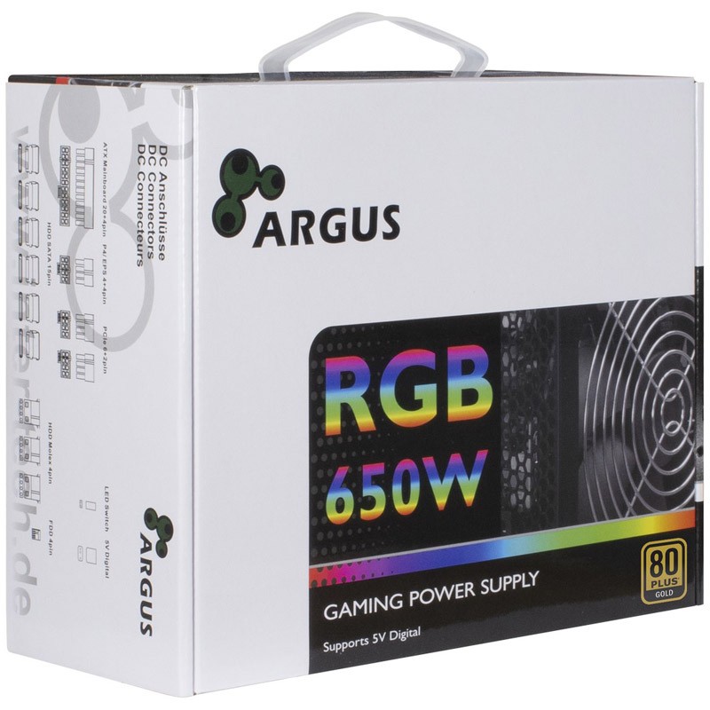Napajalnik 650W Inter-Tech Argus RGB-650W CM II 80 Plus Gold modularni