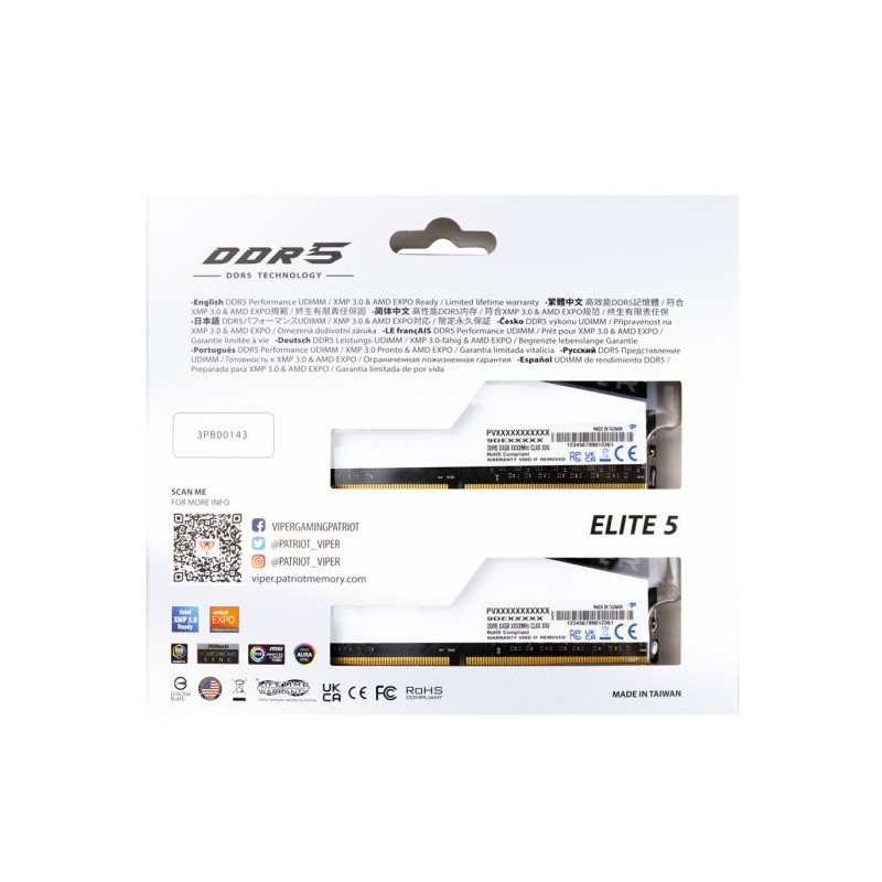 Pomnilnik DDR5 32GB (2x16GB) 6200MHz Patriot Viper Elite 5, PVER532G62C42KW