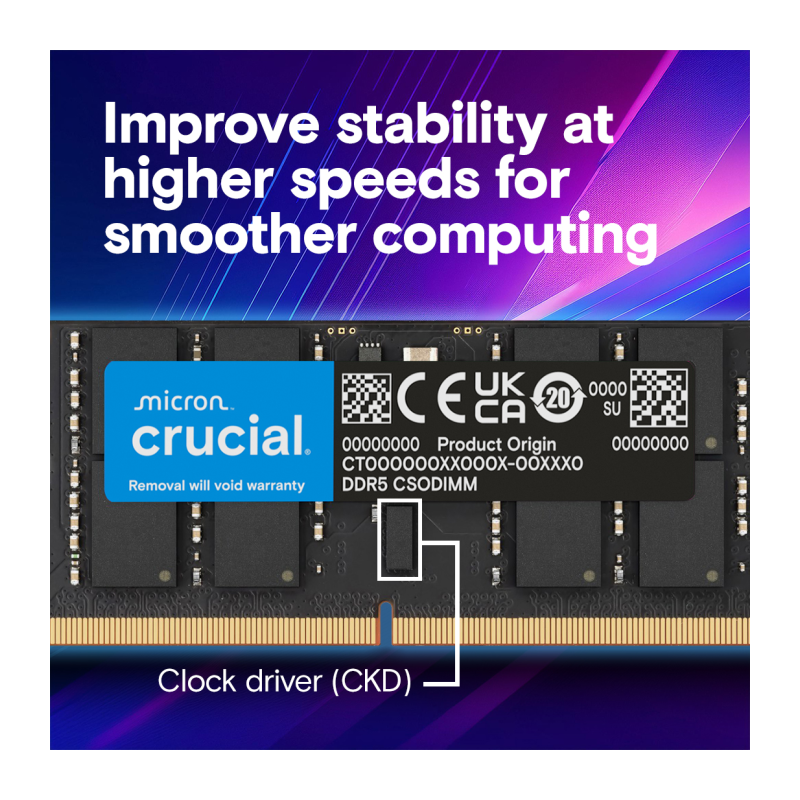 Pomnilnik DDR5 32GB 6400MHz Crucial CT32G64C52CS5 SODIMM