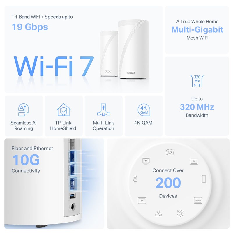 Usmerjevalnik (router) TP-LINK Deco BE85, WiFi 7, 2-pack, Mesh