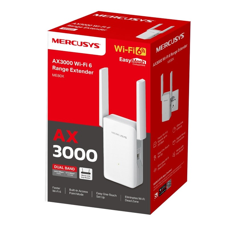 Ojačevalec Wi-Fi signala (Repeter) MERCUSYS ME80X, Wi-Fi 6
