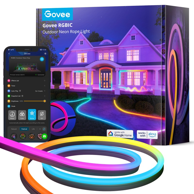 Zunanji svetlobni trak GOVEE Neon Rope RGBIC,10 m