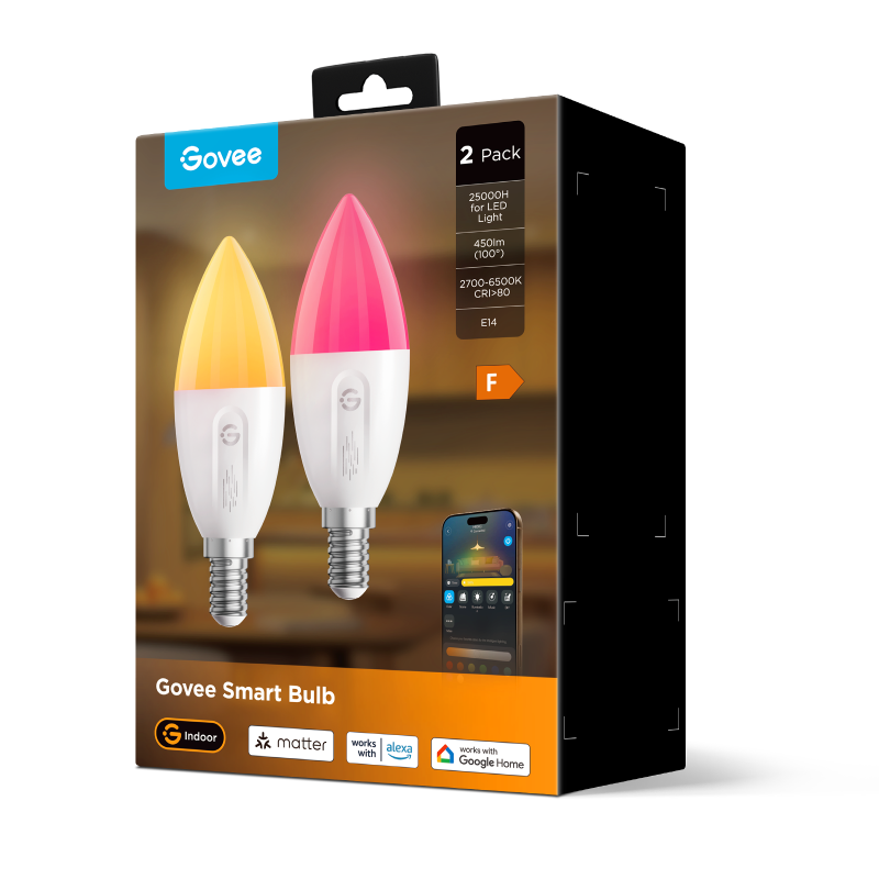 Pametna LED žarnica GOVEE, RGBWW, E14, 2-pack