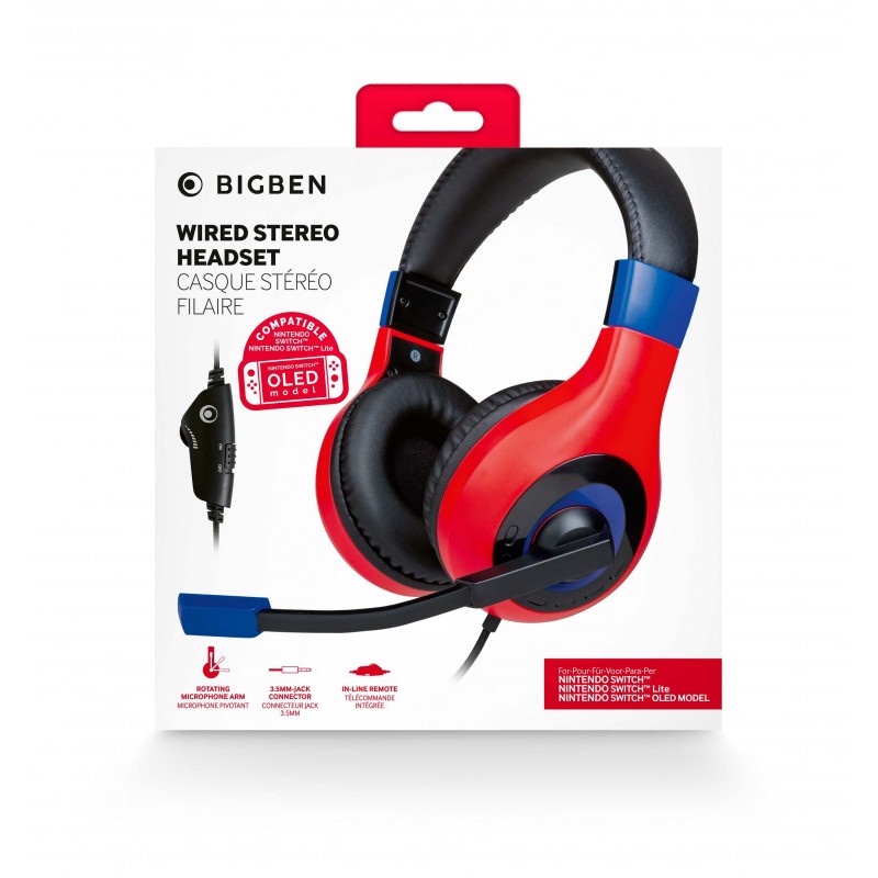 Slušalke BIGBEN NINTENDO SWITCH HEADSET MARIO RED/BLUE