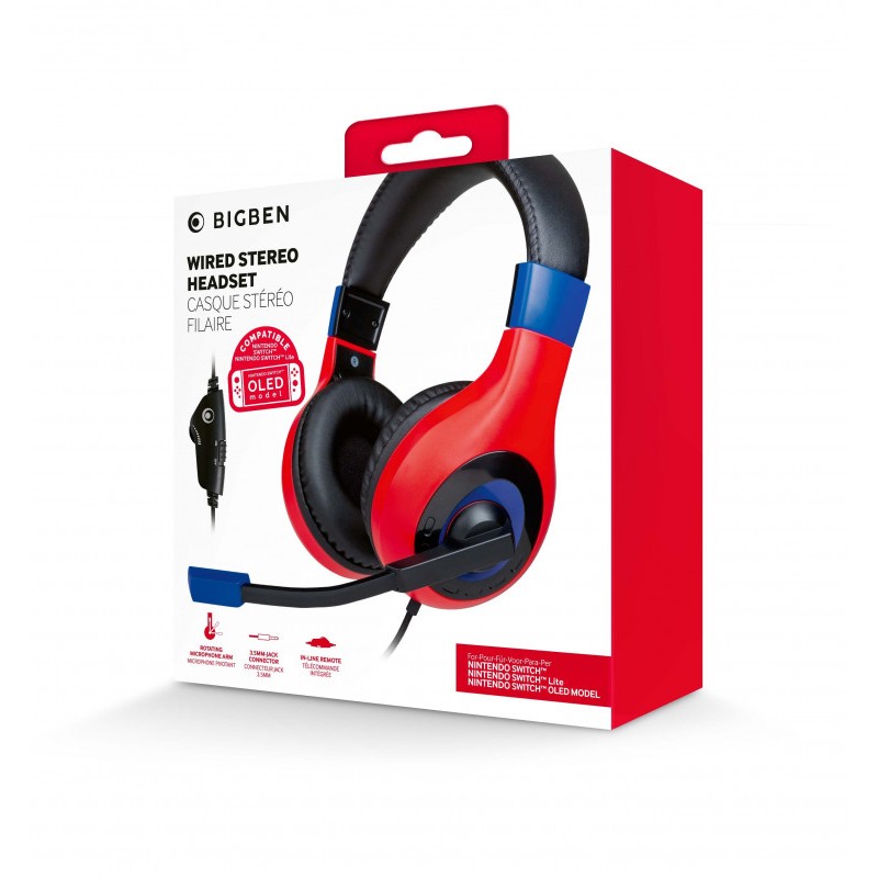 Slušalke BIGBEN NINTENDO SWITCH HEADSET MARIO RED/BLUE