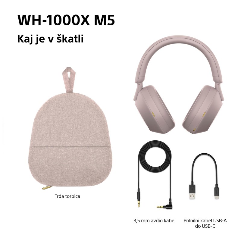 Slušalke SONY WH1000XM5P, roza