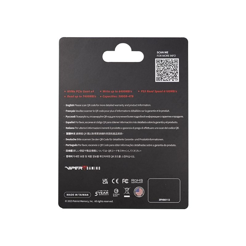SSD disk M.2 1TB PCIe NVMe Patriot Viper VP4300 Lite, VP4300L1TBM28H