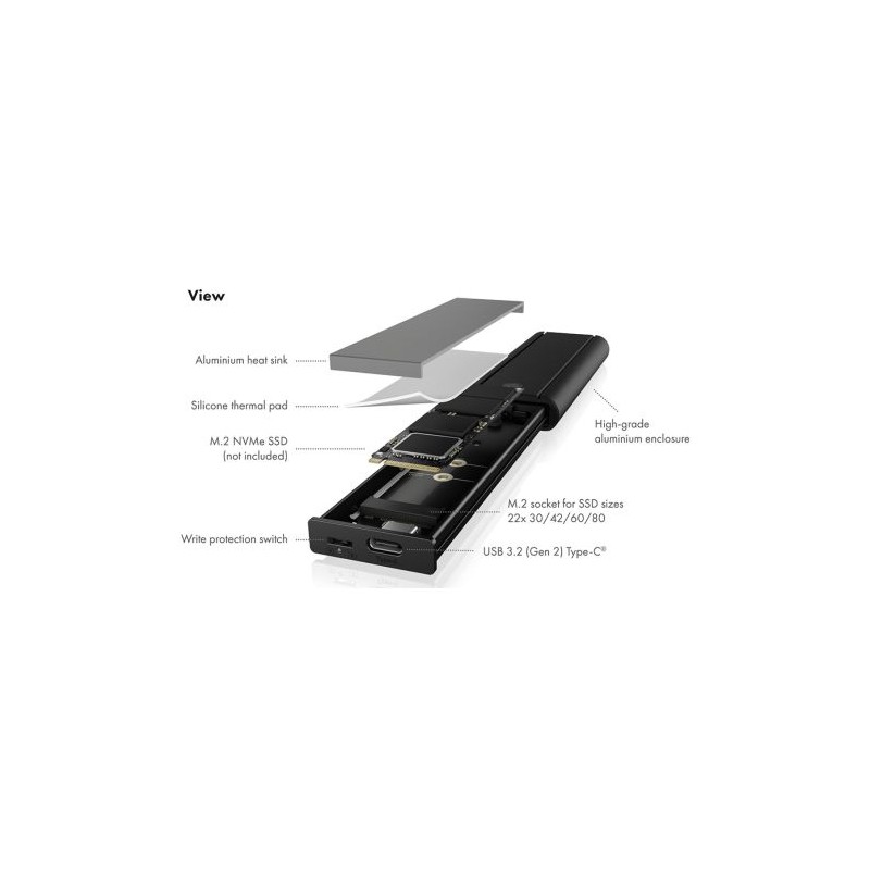Ohišje za disk Icybox IB-1807MT-C31, M.2 NVMe, USB-C 3.2