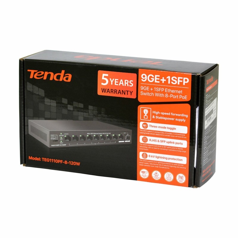Stikalo (switch) Tenda TEG1110PF-8-120W, 9-port, PoE, SFP