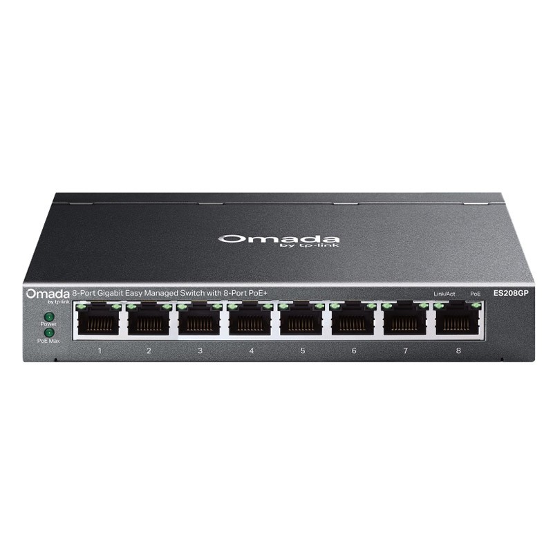 Stikalo (switch) TP-Link Omada ES208GP, 8-port, PoE+